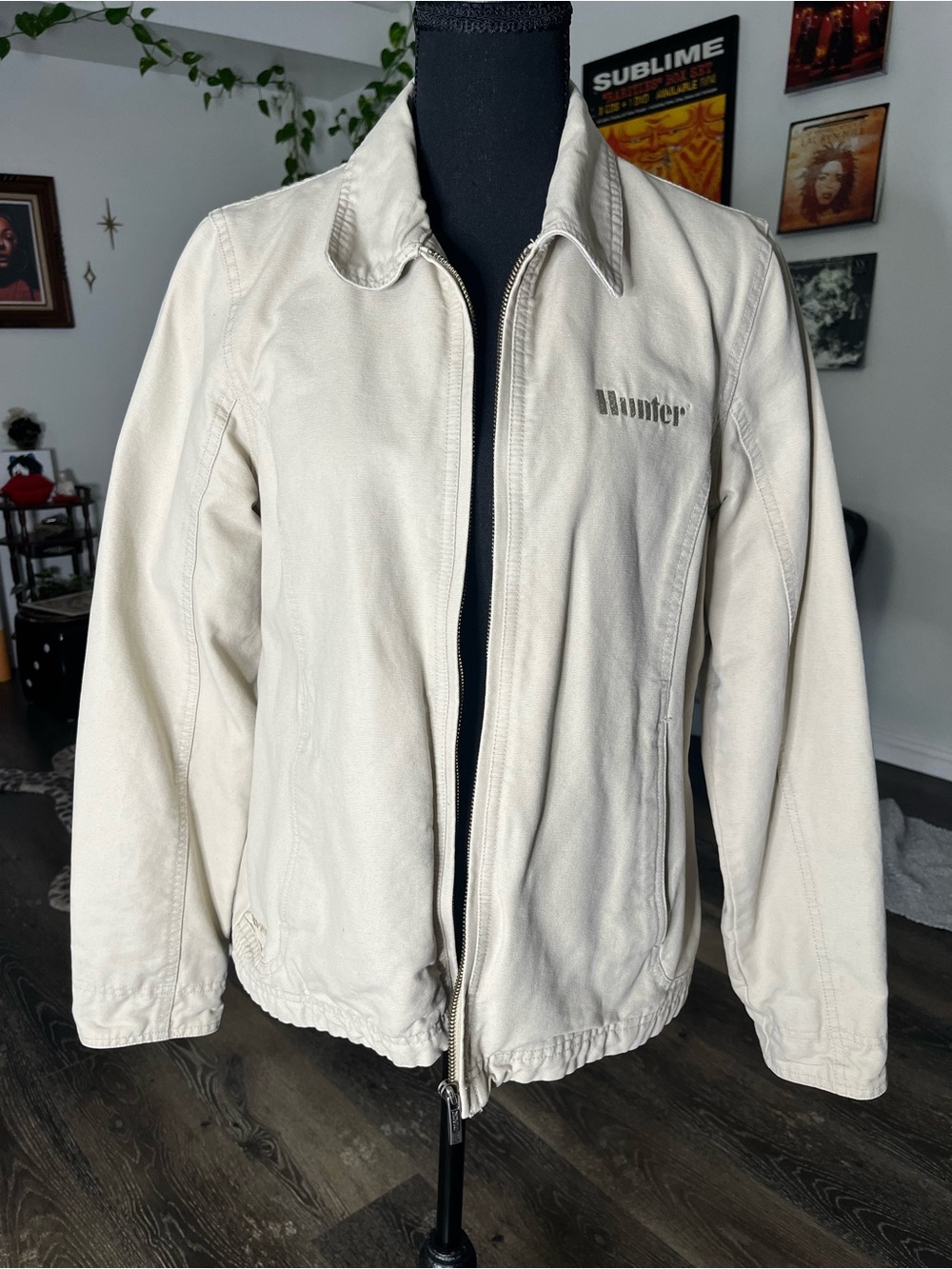 Hunter Neutral Beige Utility Zip Jacket
